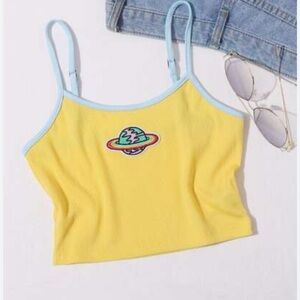 Yellow space cropped tank